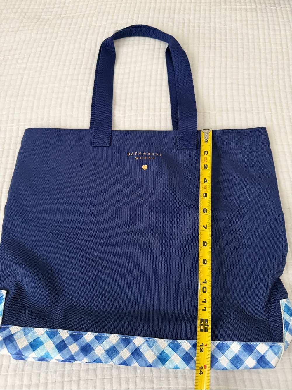 Bath & Body Works Navy Blue Gingham Trim Tote - Picture 4 of 7